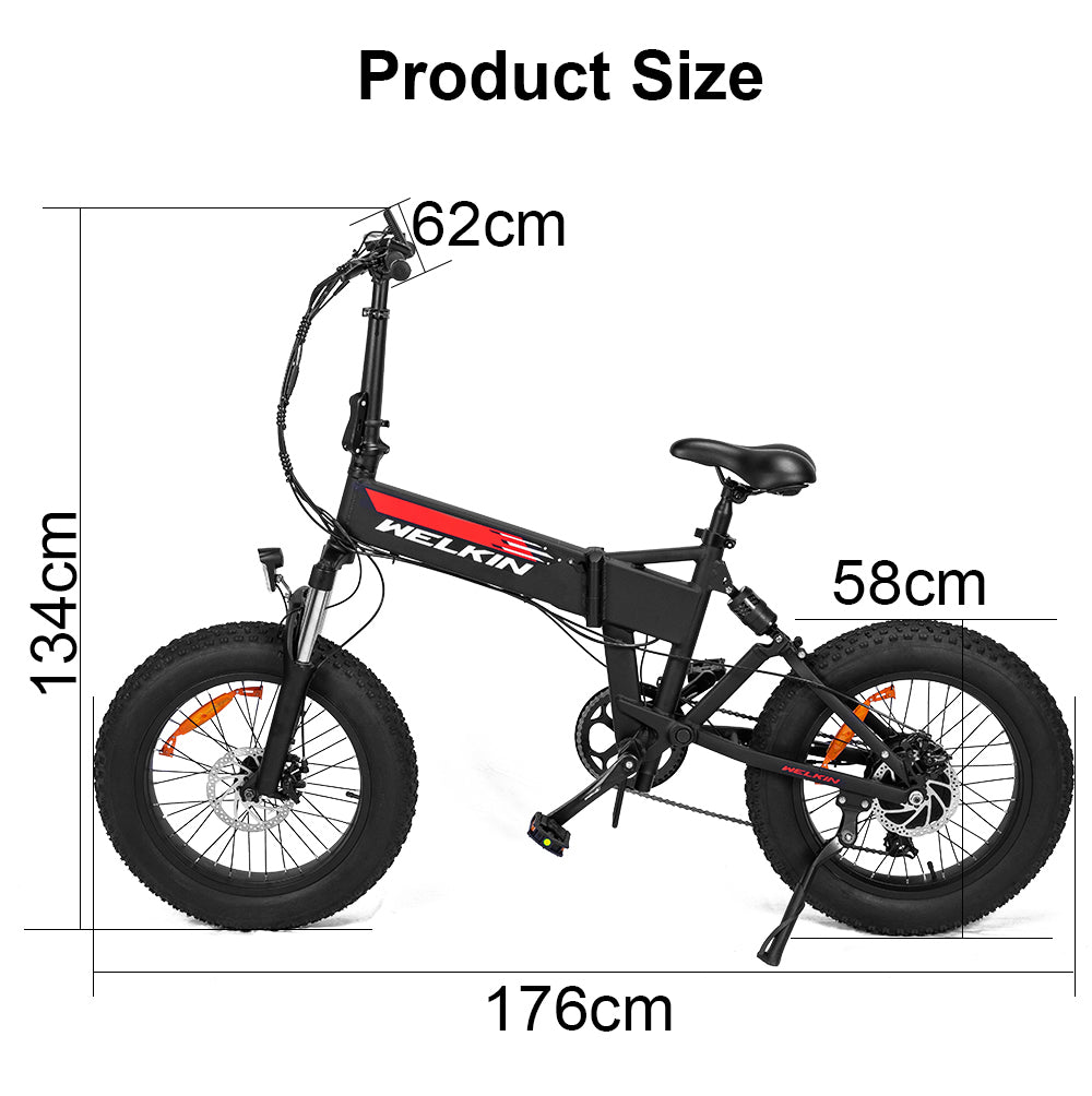 PL Warehouse Stock GYL102 20"*4.0 Tire 7 Speed Full Suspension Electric Bike with 500W Motor