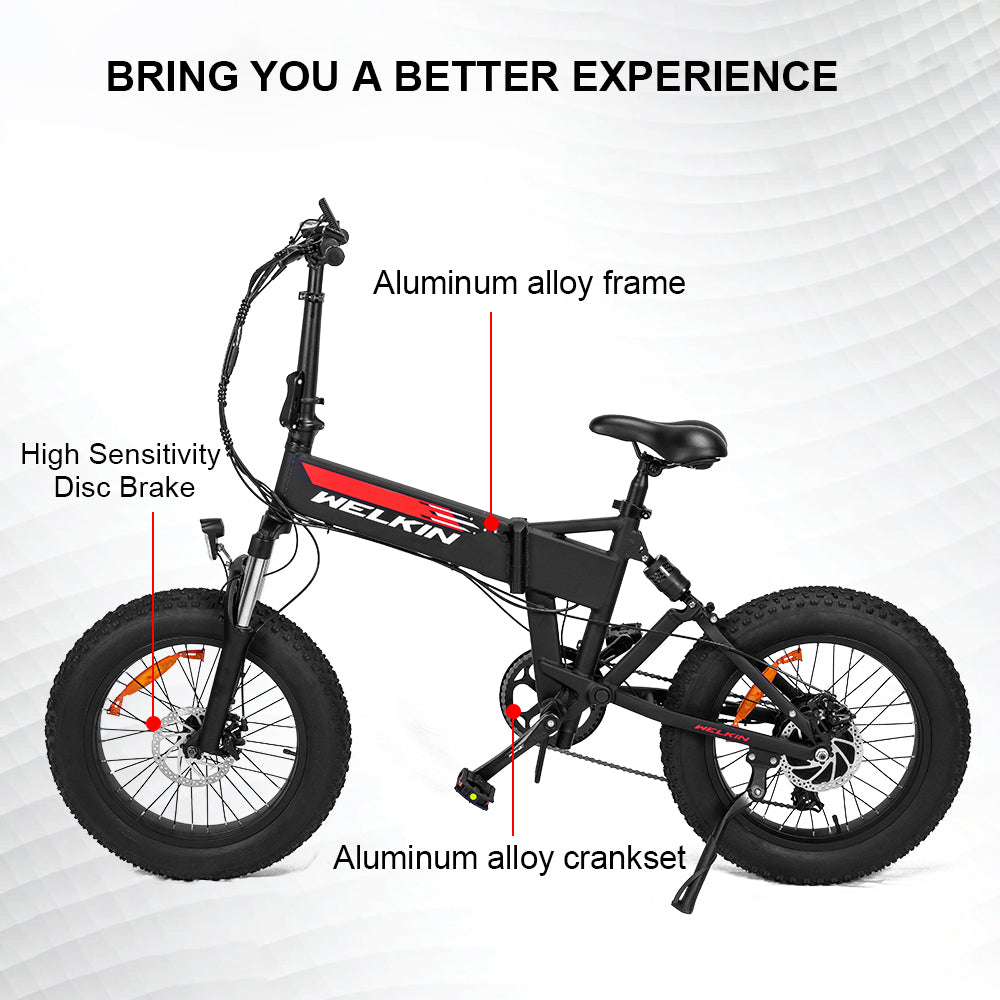 UK Warehouse Stock WKES001 20*4.0" Fat Tire Electric Bike with 500W Motor 48V 10.4Ah Battery