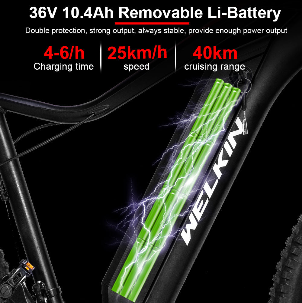 UK Warehouse Stock WKEM001 27.5*2.25" Tire Electric Bike with 350W Motor 36V 10.4Ah Battery