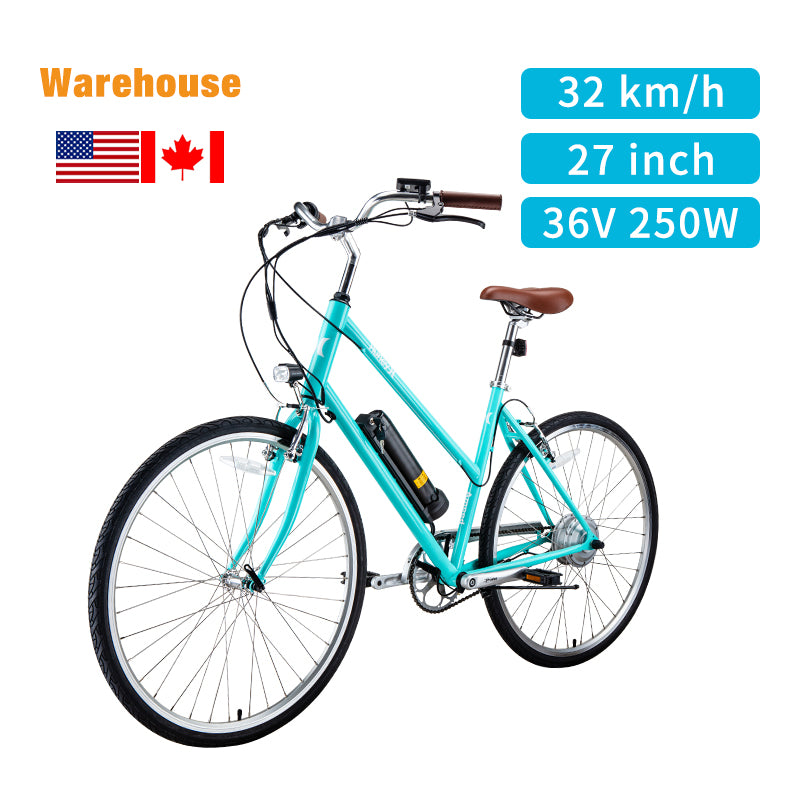 US Warehouse Stock HE-2-NV 27" Tire Electric Bike with 250W Motor 36V 10Ah Battery