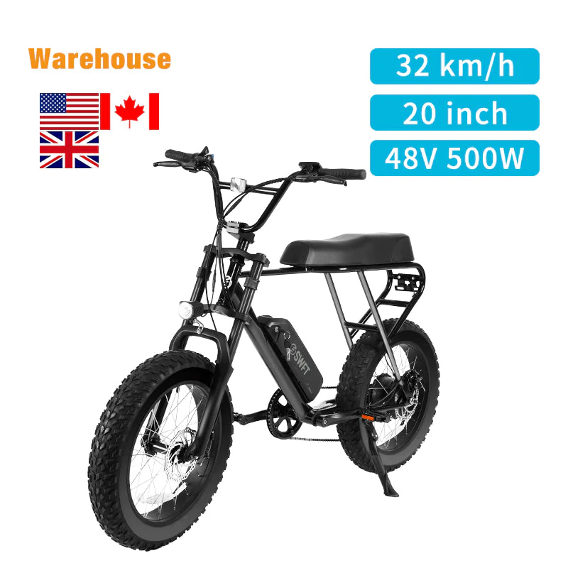 CA Warehouse Stock M20X 20*4.0" Fat Tire Electric Bike with 500W Motor 48V 10Ah Battery