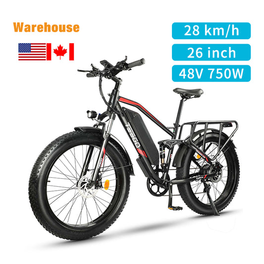 CA Warehouse Stock EXP 26*4.0" Fat Tire Electric Bike with 750W Motor 48V 17.5Ah Battery