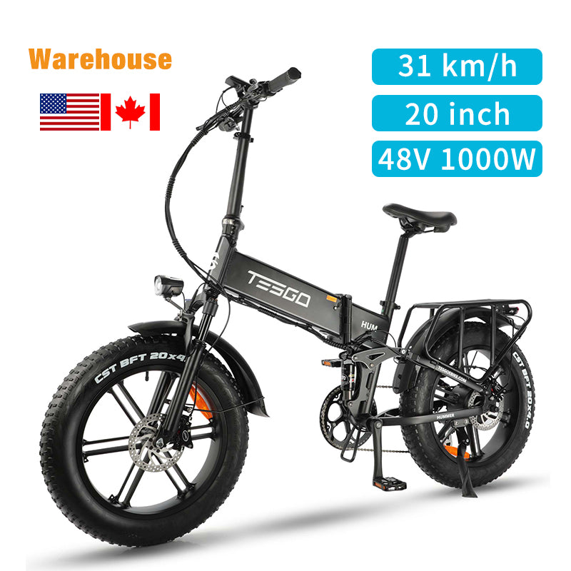 US Warehouse Stock Hummer-PRO 20*4.0" Fat Tire Electric Bike with 1000W Motor 48V 17.4Ah Battery