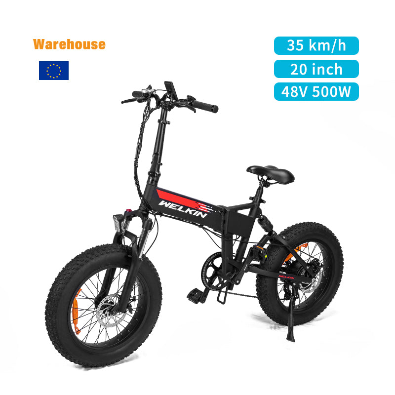 PL Warehouse Stock WKES001 20*4.0" Fat Tire Electric Bike with 500W Motor 48V 10.4Ah Battery